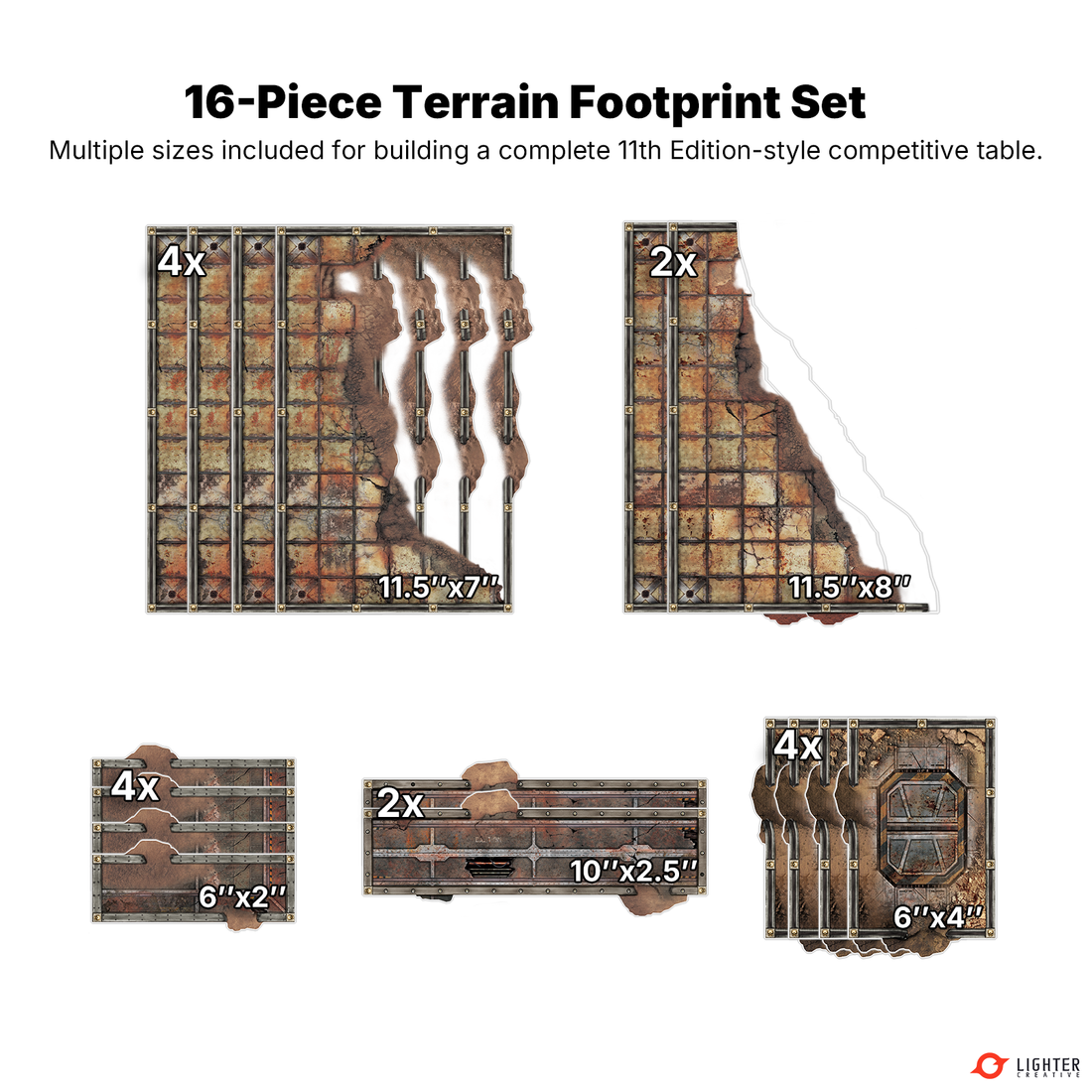 Rustgrave Ruins Terrain Footprint Set – Double-Sided PVC 40K 11th Edition Terrain Bases