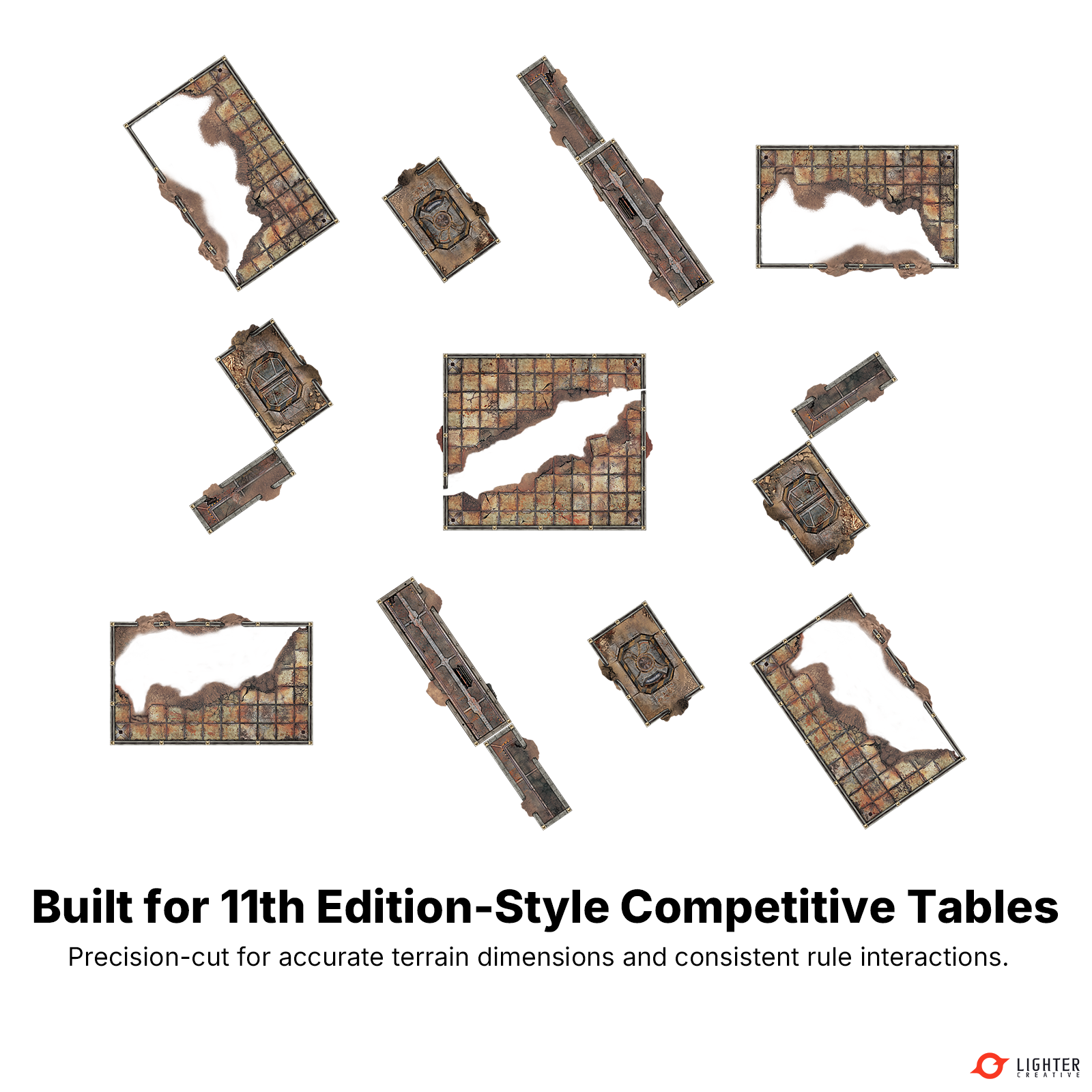 Rustgrave Ruins Terrain Footprint Set – Double-Sided PVC 40K 11th Edition Terrain Bases