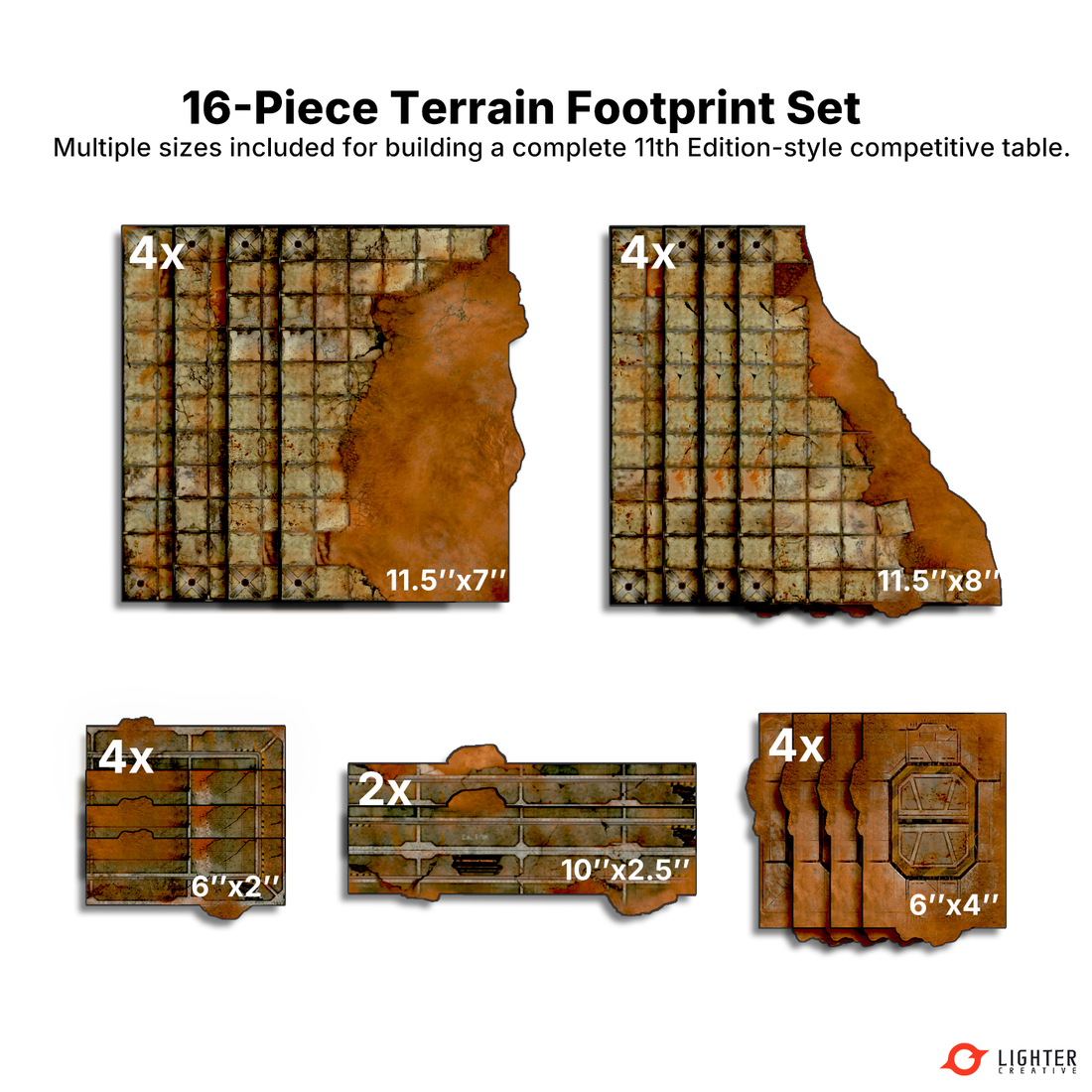 Rustgrave Ruins Terrain Footprint Set – Single-Sided 40K 11th Edition Terrain Bases