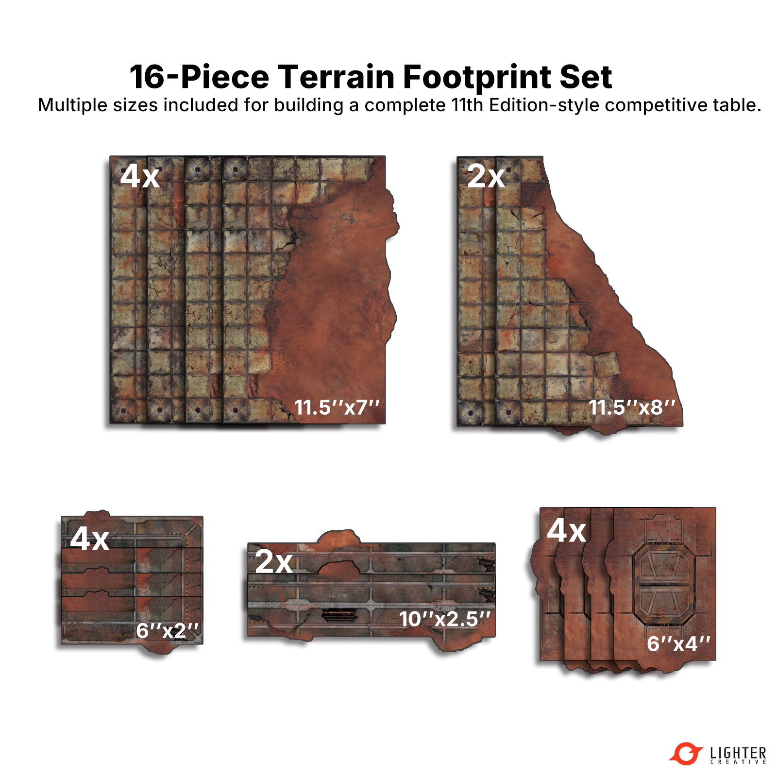 16-Piece Terrain Footprint Set for 40K 11th Edition