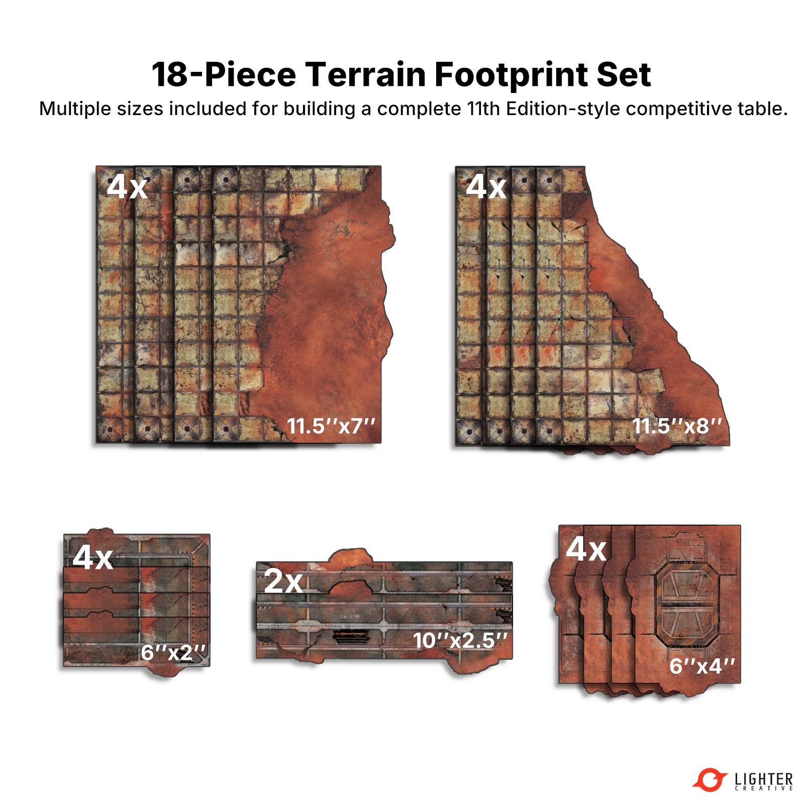 Rustgrave Ruins Terrain Footprint Set – Single-Sided 40K 11th Edition Terrain Bases