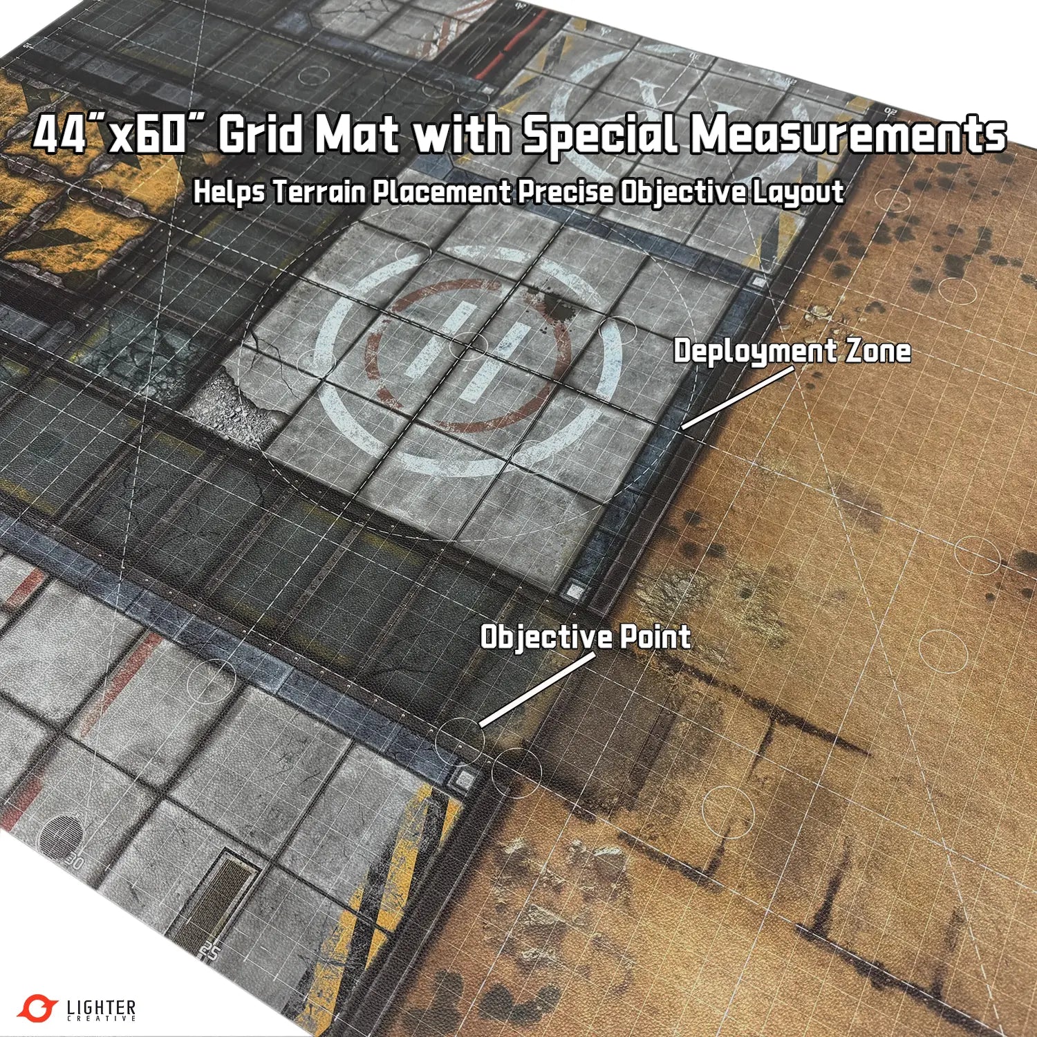 Adamant Bastion: Sector XI Mat 44''x60'' – with Measurements Lighter Creative