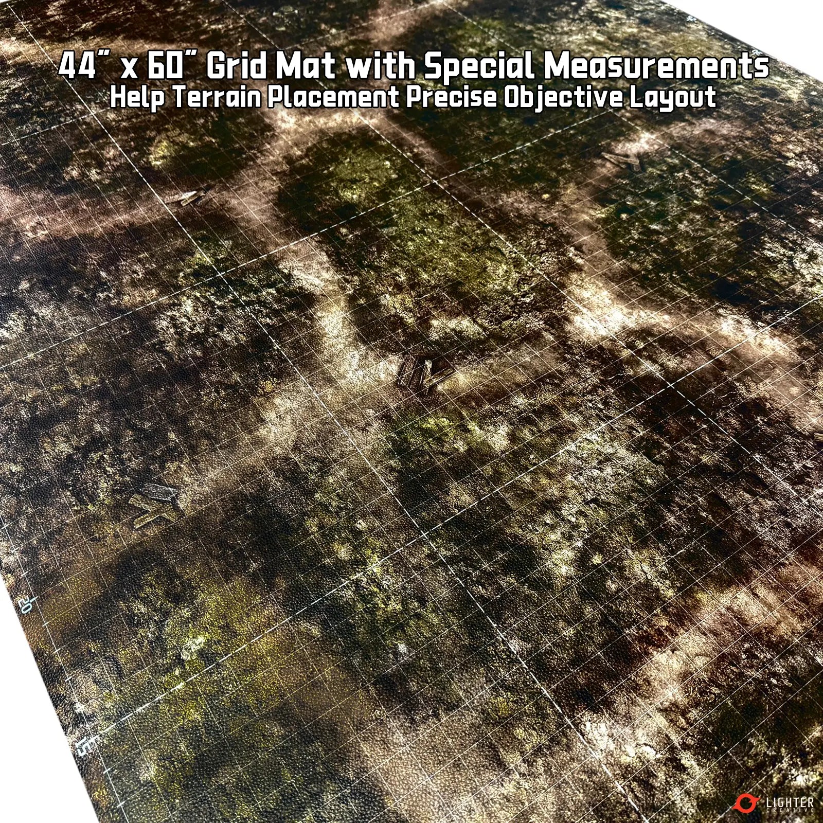 Standard - Blighted Gloommoor Mat For WH40K & AOS, 44" x 60", with Measurements Lighter Creative