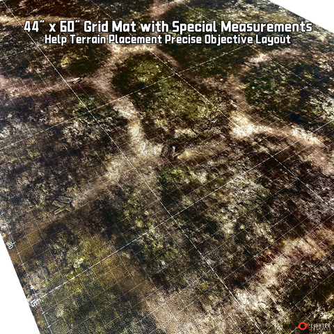 Standard - Blighted Gloommoor Mat For WH40K & AOS, 44" x 60", with Measurements
