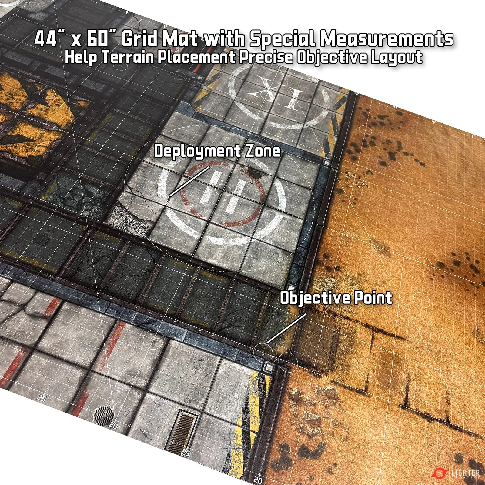 Pro - Adamant Bastion: Sector XI Mat For WH40K, 44" x 60", with Measurements Lighter Creative