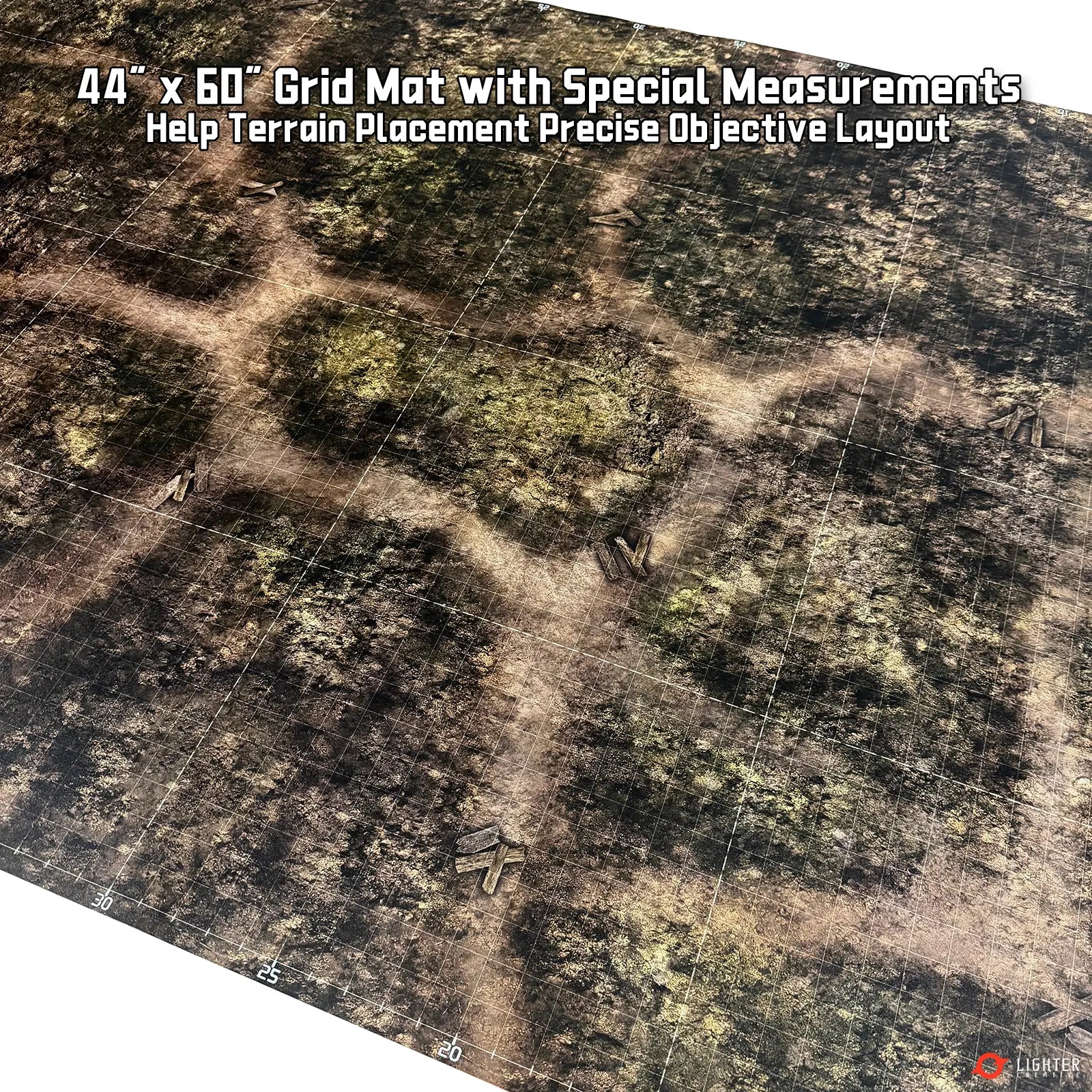 Pro - Blighted Gloommoor Mat For WH40K & AOS, 44" x 60", with Measurements Lighter Creative