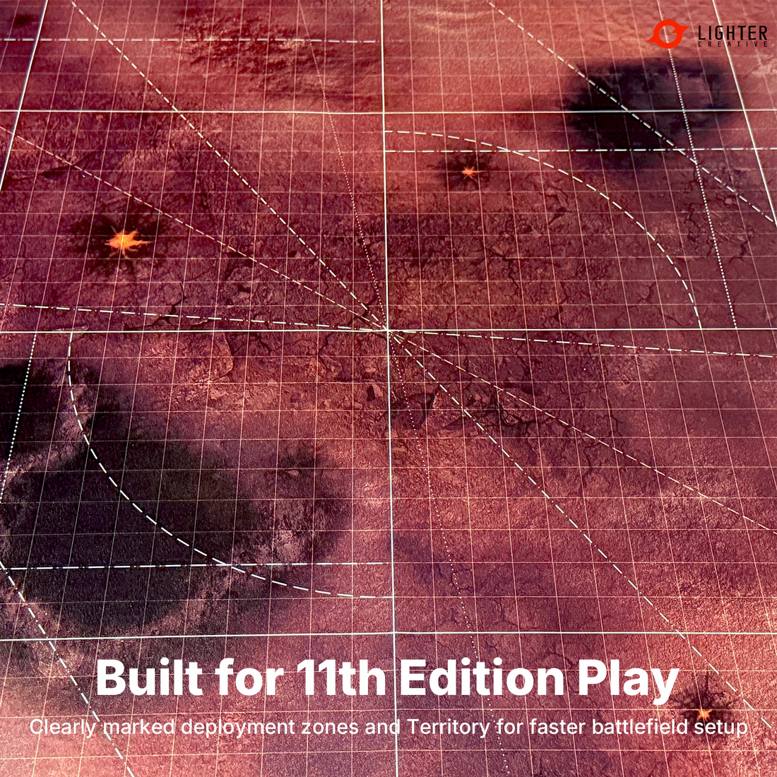 Blackstone Wasteland 11th Edition 40K Battle Mat 44" x 60" with Measurements