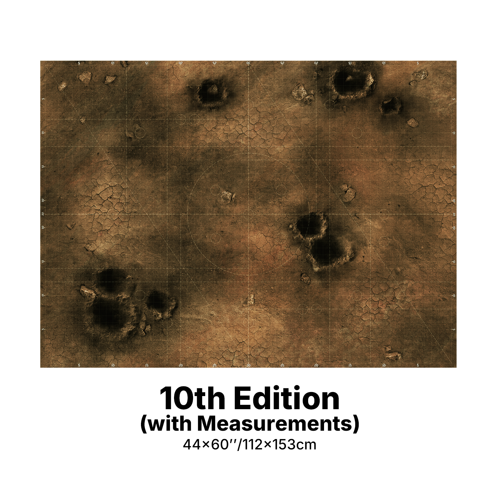 Standard - Doomsday Barrens Battle Mat For WH40K, 44" x 60", with Measurements