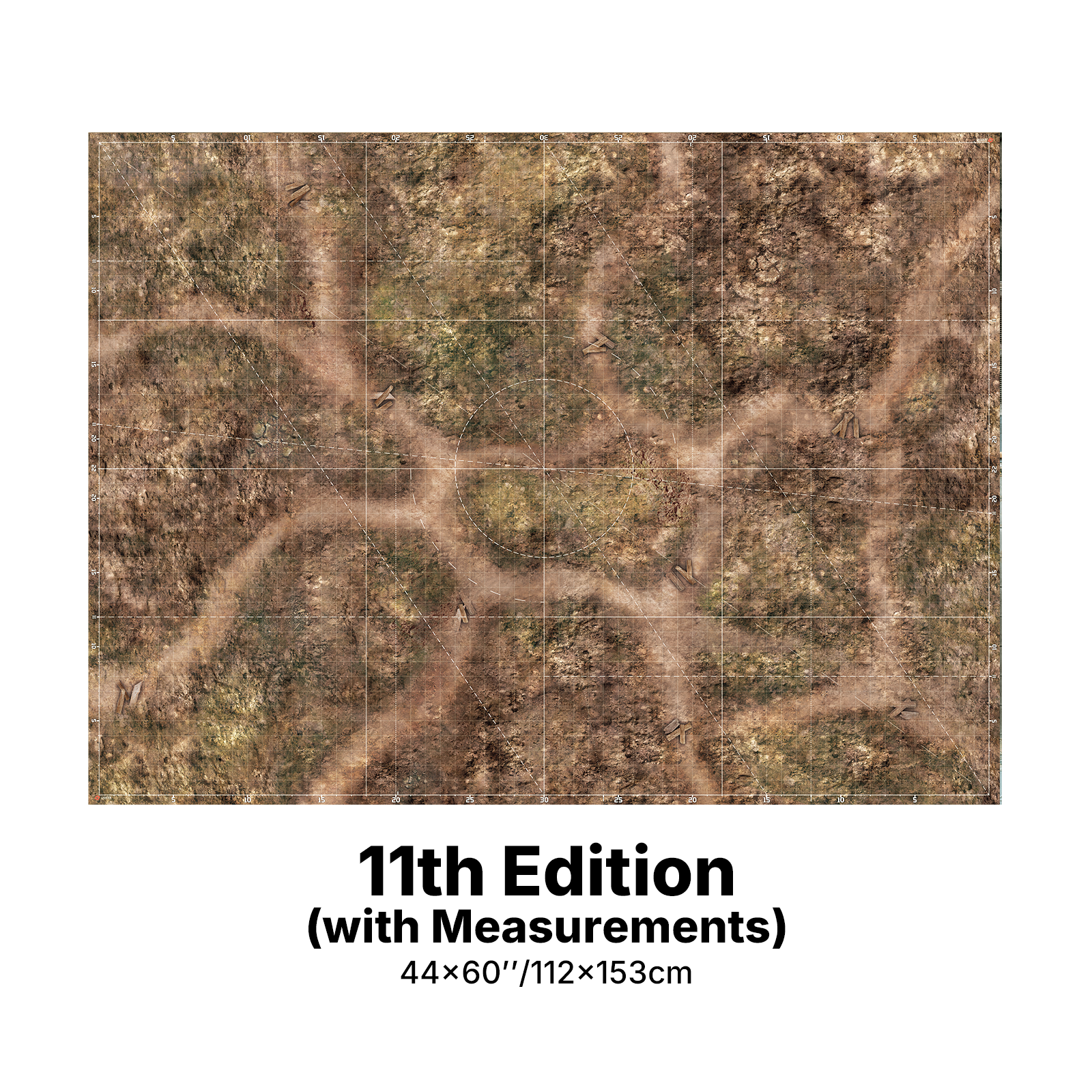 Standard - Blighted Gloommoor Mat For WH40K & AOS, 44" x 60", with Measurements