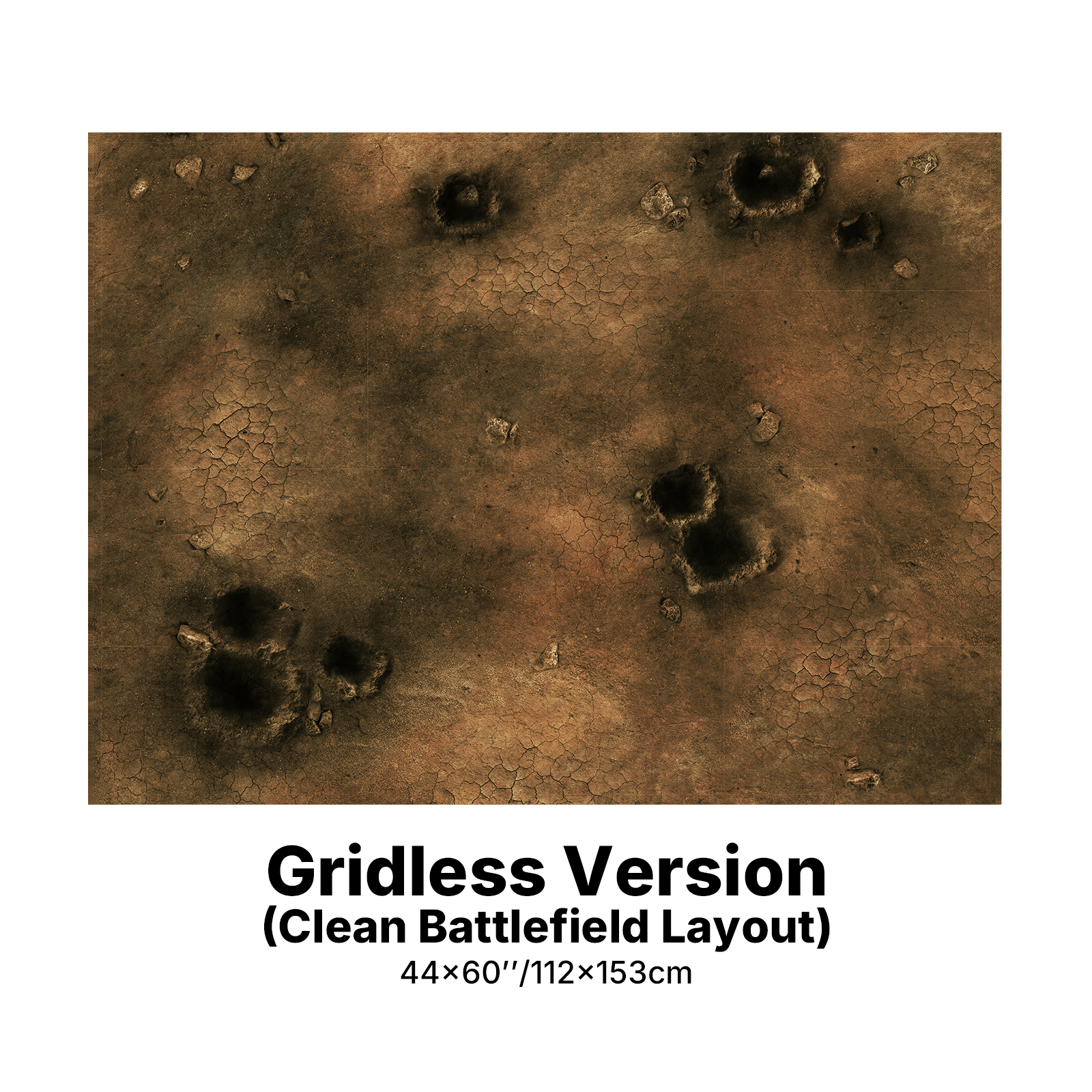 Standard - Doomsday Barrens Battle Mat For WH40K, 44" x 60", with Measurements